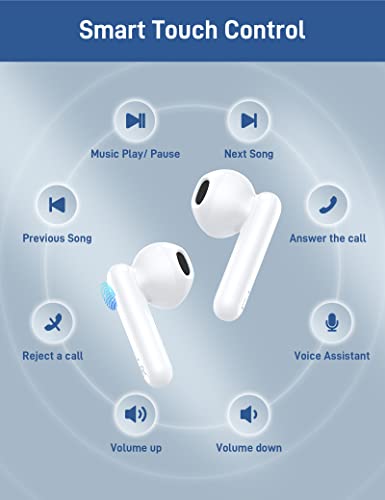 True Wireless Earbud 5.0 Bluetooth Headphones for iPhone 14 Pro Max,Touch Control Premium Stereo Sound Cordless in-Ear Earphones with Microphone Charging Case for iPhone 13 12 11 Samsung S23 Ultra S22