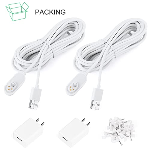 2Pack 16.4Ft/5m Magnetic Charging Cable with Power Adapter for Arlo Pro4 and Ultra 2, Continuous Outdoor Power Supply for Your Arlo Security Camera (White)