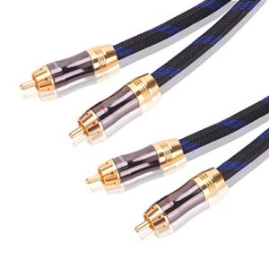 kuyiohifi dual 2rca male to 2rca male stereo audio cable, double-shielded (od 8.0mm), for amplifiers, av receivers, hi-fi system (4 feet)