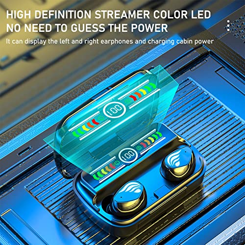 Kadlawus Wireless Bluetooth Headset - LED Color Screen Digital Display Earplug 360 ° Stereo Sound in-Ear Waterproof Sports Noise Reduction Headphones