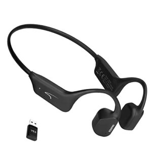 mairdi bone conduction headphone bluetooth with mic, upgraded open-ear wireless headphone, with usb bluetooth adapter for pc, sweat resistant sport earphone for running workout driving bicycling