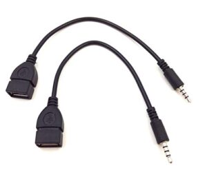 qaoquda 2 pack usb 2.0 a female to 3.5mm male jack plug car aux audio converter adapter cable