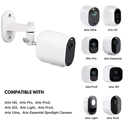2Pack Security Wall Mount for Arlo Pro, Arlo Pro 2, Arlo Ultra, Arlo Pro 3, Arlo Go, Arlo Essential Spotlight Camera, Adjustable Indoor/Outdoor Mounting Bracket for Your Surveillance Camera (White)