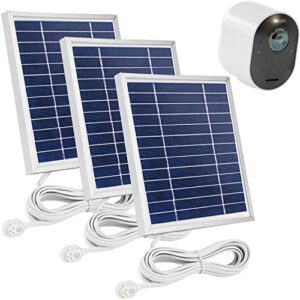 Uogw 3 Pack Solar Panel Charge for Arlo Pro 3/Arlo Pro 4/Arlo Ultra/Ultra 2, with 11.5ft Waterproof Magnetic Power Cable, Adjustable Mount - Silver (NOT for Arlo Essential Spotlight)