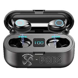 x-pods true wireless earbuds bluetooth headphones upgraded touch control with wireless charging case ipx8 waterproof stereo earphones in-ear built-in mic headset premium deep bass for sport black