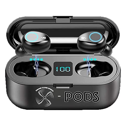 X-PODS True Wireless Earbuds Bluetooth Headphones Upgraded Touch Control with Wireless Charging Case IPX8 Waterproof Stereo Earphones in-Ear Built-in Mic Headset Premium Deep Bass for Sport Black