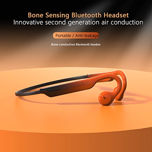 Open Ear Headphones Bone Conduction Headphones Wireless Bluetooth 5.0 Waterproof Bone Conductor Workout Running Cycling Sports Earphones Bone Conducting Hook Ear Phones with Mic Orange