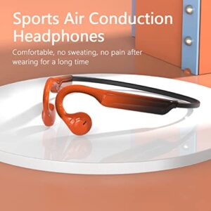 Open Ear Headphones Bone Conduction Headphones Wireless Bluetooth 5.0 Waterproof Bone Conductor Workout Running Cycling Sports Earphones Bone Conducting Hook Ear Phones with Mic Orange