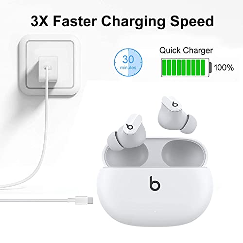 USB-C Beats Earbuds Power Adapter - for Beats Powerbeats Pro, Beats Studio Buds, Beats Flex, Beats Fit Pro (x Kim Kardashian) New Beats Accessories Type C Wall Charger Charging Block(White)