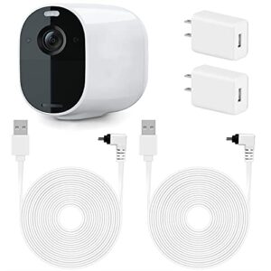 alertcam 2pack 16.4ft/5m power adapter for arlo essential spotlight, weatherproof outdoor power cable continuously charging your arlo essential camera – white