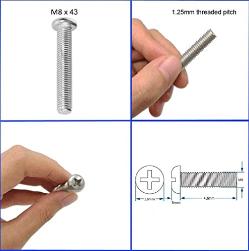 Wall Mounting Screws Bolts for Samsung TV - M8 x 43mm with Thread Pitch 1.25mm, Solid Screw Bolt Hardware for Mounting Samsung TV, TV Mounting Bolts Work with Samsung 50” 55" 65" 75" 6, 7, 8 Series TV