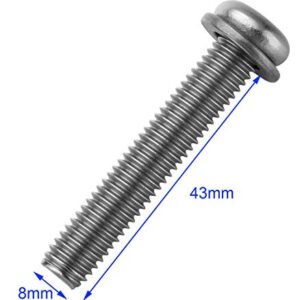 Wall Mounting Screws Bolts for Samsung TV - M8 x 43mm with Thread Pitch 1.25mm, Solid Screw Bolt Hardware for Mounting Samsung TV, TV Mounting Bolts Work with Samsung 50” 55" 65" 75" 6, 7, 8 Series TV