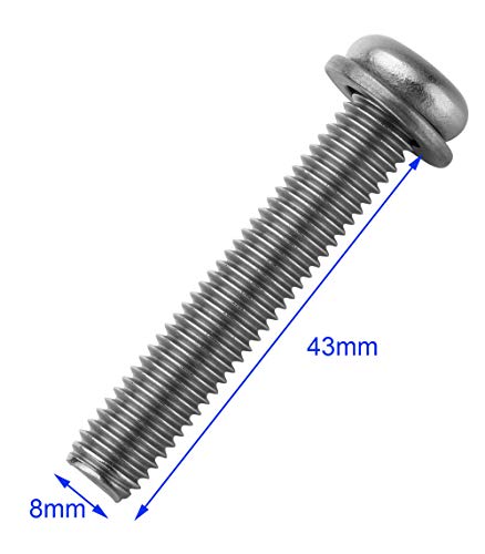 Wall Mounting Screws Bolts for Samsung TV - M8 x 43mm with Thread Pitch 1.25mm, Solid Screw Bolt Hardware for Mounting Samsung TV, TV Mounting Bolts Work with Samsung 50” 55" 65" 75" 6, 7, 8 Series TV