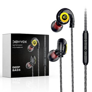 deivvox wired earbuds with microphone and volume control – sports earphones durable wire over ear hook – compatible with cell phones samsung sony computer laptop kids and gaming devices 3.5 mm jack
