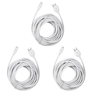 smays 25ft extension cord replacement for wyze cam pan v2 v3, yi home camera, micro usb cable 8m long white (3-pack)