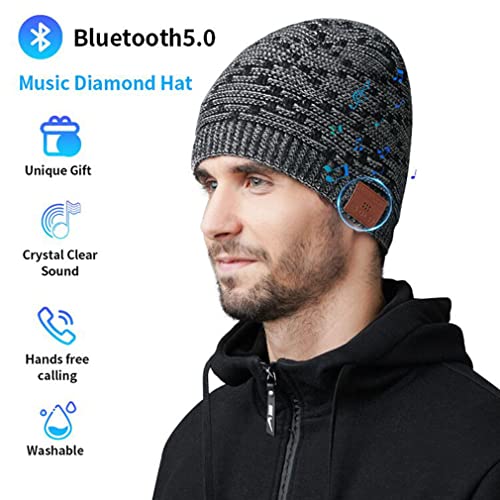 LinMeng Bluetooth Beanie Hat, Music Hat with Bluetooth Headphones Supports Hands-Free HD Music &Calling(black01)