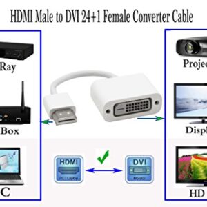 zdyCGTime DVI 24+1 to HDMI Adapter Cable,HDMI Male to DVI 24+1 Female Converter Cable for HD TV, Plasma, DVD and Projector.(white/13CM/5 in)