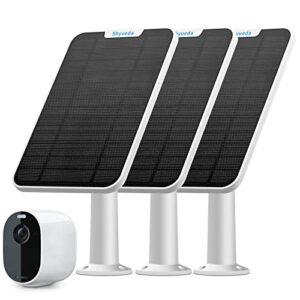 4w solar panel charging compatible with arlo essential spotlight / xl cameras only, with 13.1ft waterproof charging cable, ip65 weatherproof ,includes secure wall mount(3-pack)(micro usb type)