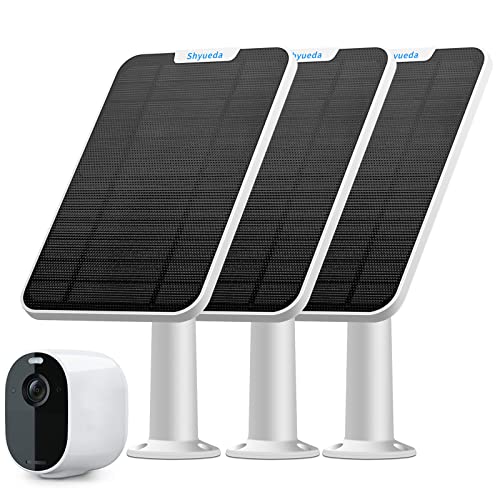 4W Solar Panel Charging Compatible with Arlo Essential Spotlight / XL Cameras Only, with 13.1ft Waterproof Charging Cable, IP65 Weatherproof ,Includes Secure Wall Mount(3-Pack)(Micro USB Type)