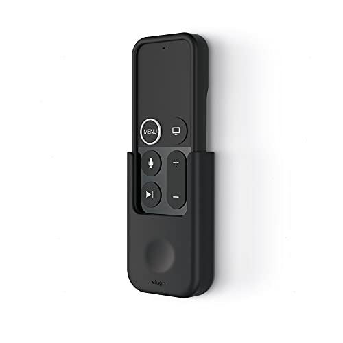 elago Apple TV Remote Holder Mount Compatible with Apple TV Remote 4K / 4th Generation - Reusable Gel Pad or Screw Mounting Options, Support Wired Charging, Keeps It Secure, Cable Management