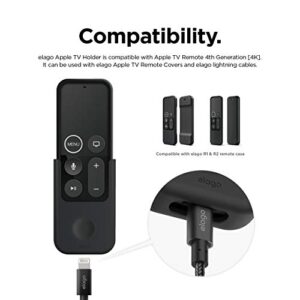 elago Apple TV Remote Holder Mount Compatible with Apple TV Remote 4K / 4th Generation - Reusable Gel Pad or Screw Mounting Options, Support Wired Charging, Keeps It Secure, Cable Management