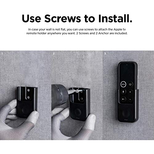 elago Apple TV Remote Holder Mount Compatible with Apple TV Remote 4K / 4th Generation - Reusable Gel Pad or Screw Mounting Options, Support Wired Charging, Keeps It Secure, Cable Management