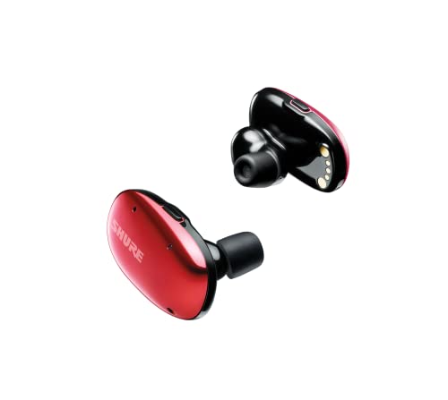 Shure AONIC Free True Wireless Earbuds, Sound Isolating Wireless Bluetooth Earphones, 21-Hr Battery Life, Studio-Quality Sound, Clear Call, Durable Quality, Lightweight, Fingertip Control - Red