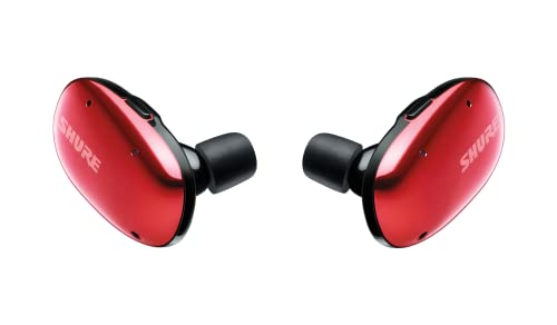 Shure AONIC Free True Wireless Earbuds, Sound Isolating Wireless Bluetooth Earphones, 21-Hr Battery Life, Studio-Quality Sound, Clear Call, Durable Quality, Lightweight, Fingertip Control - Red