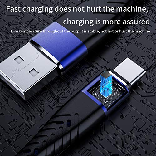 (Blue) USB c Cable(6.6ft*2pack) USB A to USB-C Charge Braided Cord Compatible with Samsung Galaxy S10 S10E S9 S8 S20 Plus,Note 10 9 8,Z Flip, and Other USB C Charger
