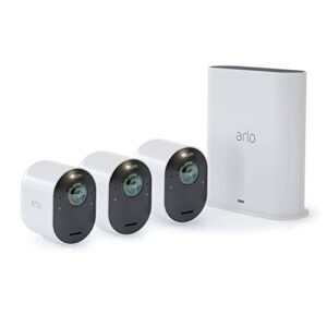 Arlo Ultra - 4K UHD Wire-Free Security 3 Camera System | Indoor/Outdoor with Color Night Vision, 180° View, 2-Way Audio, Spotlight, Siren | Works with Alexa and Homekit | (VMS534)