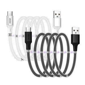 jjkkzvz 2pack upgraded type-c magnetic charging cable, retractable usb c type data transfer cable, coiled type c cable 3 ft with soft protective tube for all usb type c charger phones, tablets