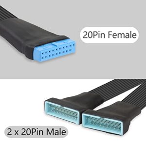 GINTOOYUN USB 3.0 Header Extension Cable 1Ft 19/20 Pin 1 to 2 Y Splitter Internal Extension Adapter DIY(30cm 11.8 inch)