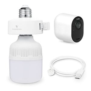 wasserstein bulb socket with arlo charging cable – plug in light socket for powering your arlo camera – camera and light bulb not included