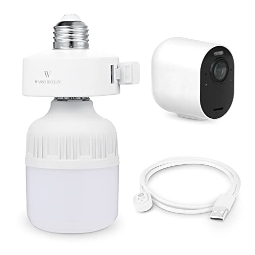 Wasserstein Bulb Socket with Arlo Charging Cable - Plug in Light Socket for Powering Your Arlo Camera - Camera and Light Bulb NOT Included