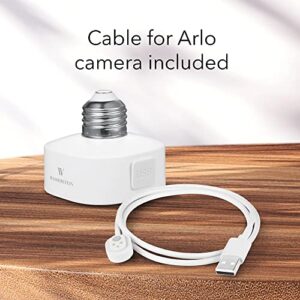 Wasserstein Bulb Socket with Arlo Charging Cable - Plug in Light Socket for Powering Your Arlo Camera - Camera and Light Bulb NOT Included