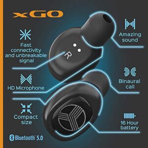 TREBLAB xGo - Top True Wireless Earbud - HD Sound, Ultra Lightweight, Steady Connection, Best Bluetooth 5.0 Headphones for Sports & Running, Waterproof Earphones, Noise Cancelling Microphone (Renewed)