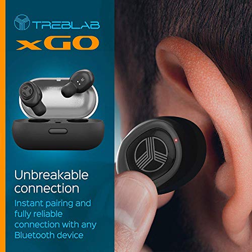 TREBLAB xGo - Top True Wireless Earbud - HD Sound, Ultra Lightweight, Steady Connection, Best Bluetooth 5.0 Headphones for Sports & Running, Waterproof Earphones, Noise Cancelling Microphone (Renewed)