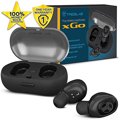 TREBLAB xGo - Top True Wireless Earbud - HD Sound, Ultra Lightweight, Steady Connection, Best Bluetooth 5.0 Headphones for Sports & Running, Waterproof Earphones, Noise Cancelling Microphone (Renewed)