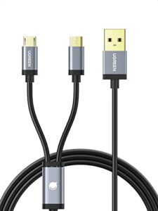 ugreen micro usb cable, splitter dual micro usb charging cable data sync and power, compatible with two android phones tablets ps4 game controller samsung galaxy note lg nexus, 3ft