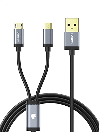 UGREEN Micro USB Cable, Splitter Dual Micro USB Charging Cable Data Sync and Power, Compatible with Two Android Phones Tablets PS4 Game Controller Samsung Galaxy Note LG Nexus, 3ft