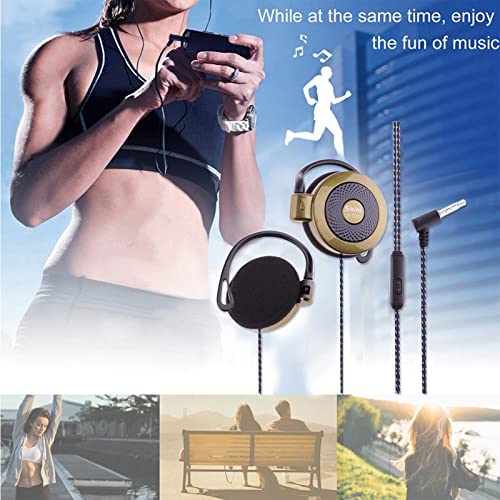 pologmase Clip On Earphones Wired - 3.5mm Ear Hook Stereo Earbuds,MP4 and Ear Buds with Ear Hook for Exercise Jogging Hiking Climbing Camping