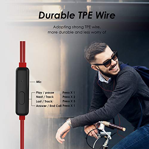 Tecno Wired Earbuds with Microphone for Computer, Earphones Wired with Mic Volume Control，Powerful Bass, High Fidelity, Earphones Compatible with iPhone with 3.5mm Jack-P1