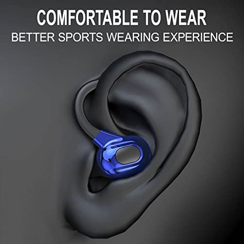 pstuiky Bluetooth 5.2 Earphones with Microphones Music Sport Ear Hook Led Display Wireless Headphones HiFi Stereo Earbuds Waterproof Headsets 2023 (Blue)