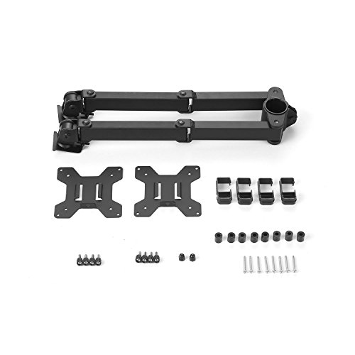 WALI Dual Monitor Arm, Fully Adjustable Pole Mount Bracket for WALI Monitor Mounting System (002ARM), Black