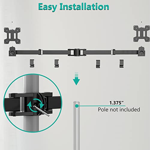 WALI Dual Monitor Arm, Fully Adjustable Pole Mount Bracket for WALI Monitor Mounting System (002ARM), Black