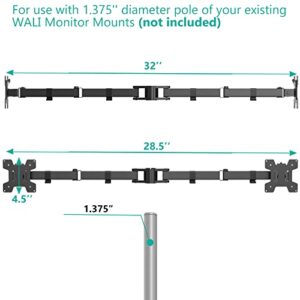 WALI Dual Monitor Arm, Fully Adjustable Pole Mount Bracket for WALI Monitor Mounting System (002ARM), Black