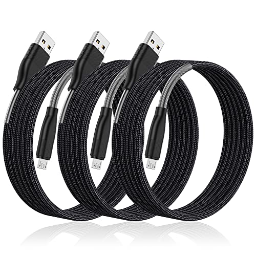 Micro USB Cable (3-Pack 6Ft), Android Phone Charger Nylon Braided Tough 6 Feet Cord, USB to Micro USB 6 Foot Wire for Samsung Galaxy S7 S6 S5, Note 5 -Dark