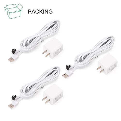 3Pack 30FT Weatherproof Outdoor Power Cable for Arlo Pro and Arlo Pro 2, with Quick Charge 3.0 Power Adapter Charger Continuously Charging Your Camera (White)