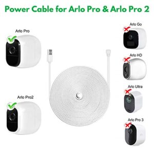 3Pack 30FT Weatherproof Outdoor Power Cable for Arlo Pro and Arlo Pro 2, with Quick Charge 3.0 Power Adapter Charger Continuously Charging Your Camera (White)