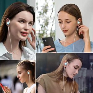 3.5mm HiFi Audio Earphone Deep Bass Stereo Sound Wired Earbuds Noise Isolation Headphones in-Ear Headset with Mic Volume Control Music Sports Earphones for iPhone Samsung Glass Blue